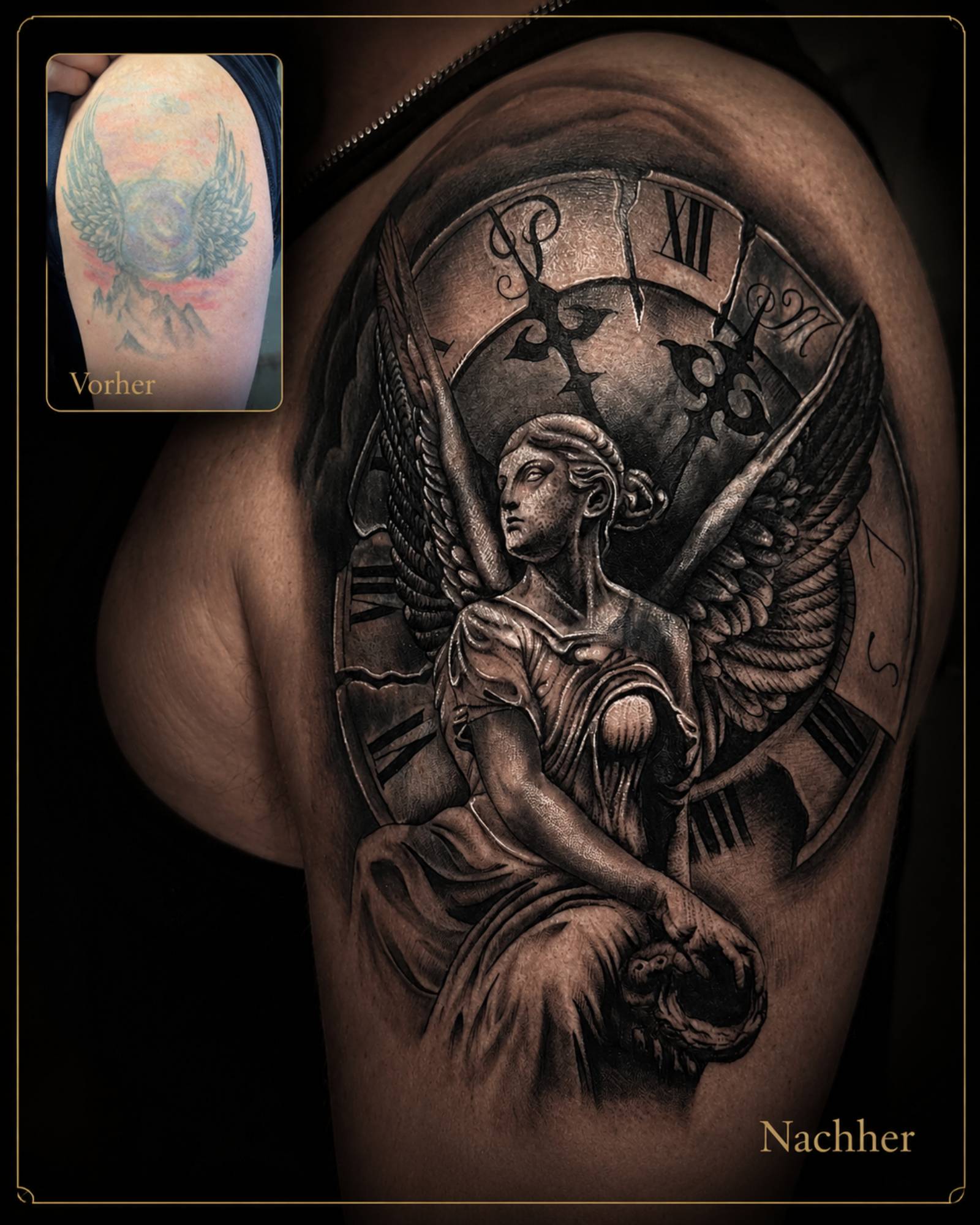 Cover-Up Tattoo in Kassel von Titan Tattoo als Vorher-Nachher Transformation